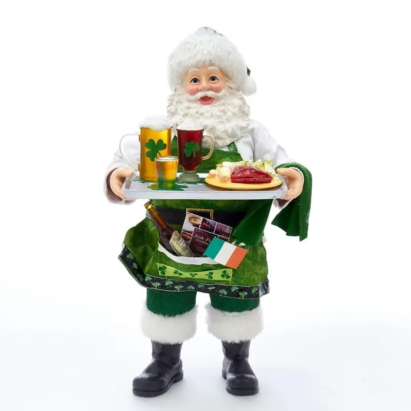 10.5-Inch Musical Irish Chef Santa Figurine – Kurt Adler Fabriche Series 1