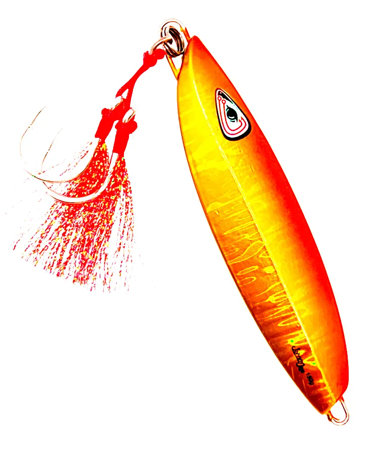 4-Side Orange & Gold Slow Pitch Jig – Multi-Angle Flash Profile 1