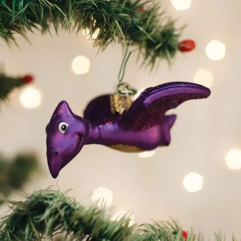 A-Roarable Pterodactyl Hand-Blown Glass Christmas Ornament – Old World Christmas Prehistoric Dinosaur Decor 1