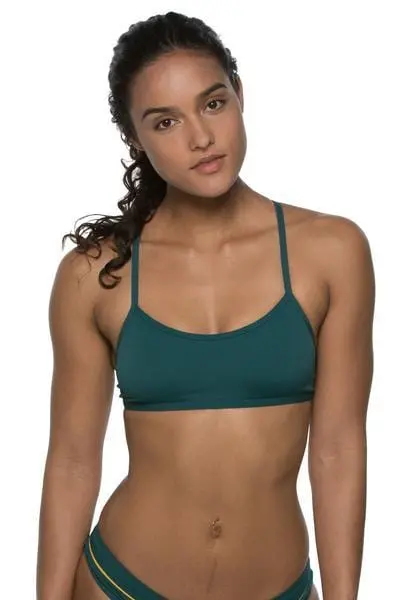 Adrian Peacock Bikini Top – Turquoise-Green Metallic Accent 1