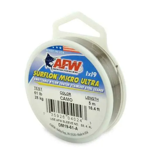 Afw Surflon Micro Ultra Wire Leader – 61 Lb Test, Camo 1