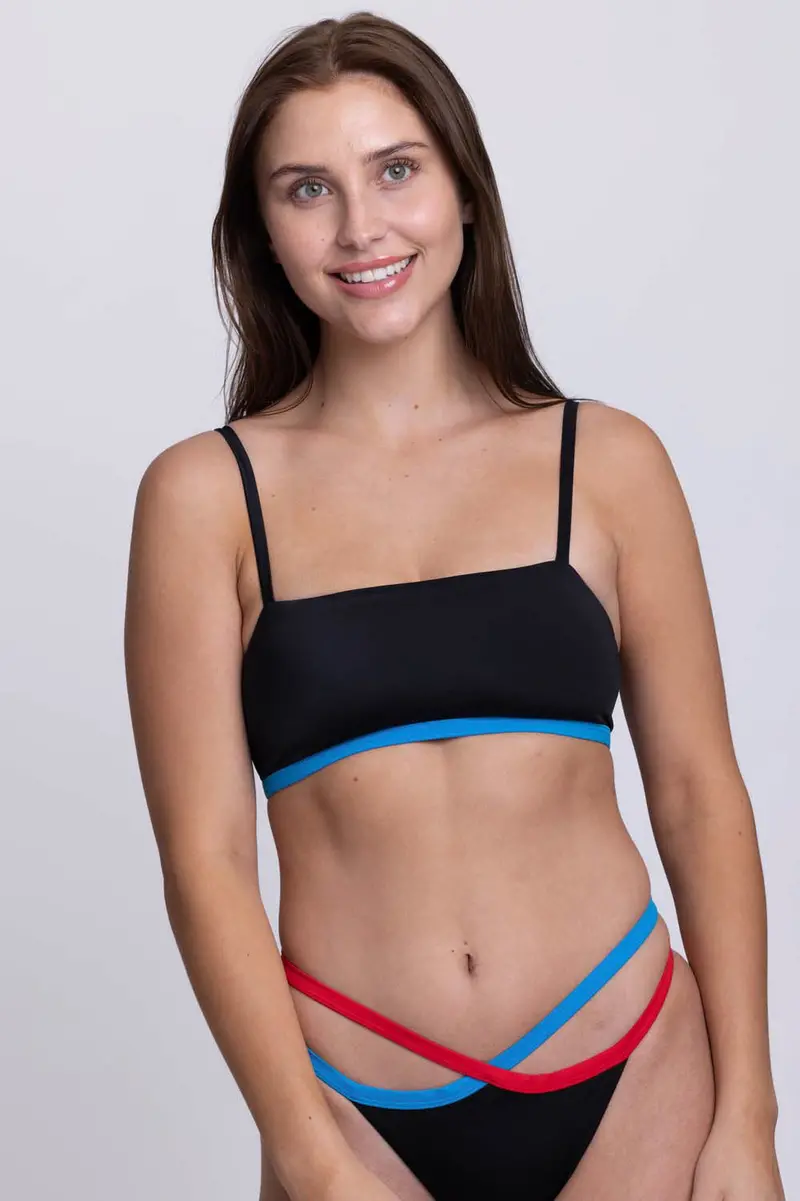 Aliya Sleek Bikini Top In Black Contrast 1