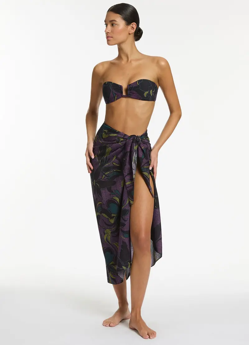 Amethyst Midnight Tropical Sarong With Artful Draping 1