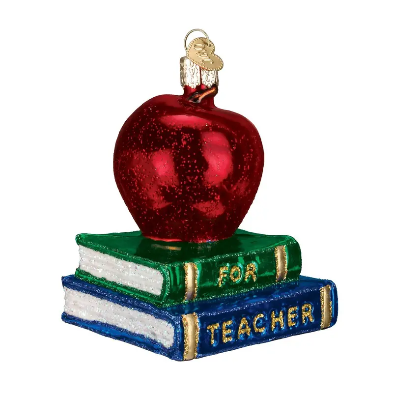 Apple-Shaped Teacher Gift Glass Ornament – Educational-Themed Blown Christmas Tree Decor 1