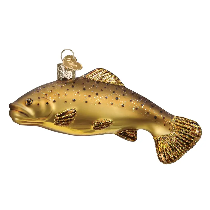 Artisan Brown Trout Glass Ornament – Handcrafted Lake Fish Holiday Decor By Old World Christmas 1
