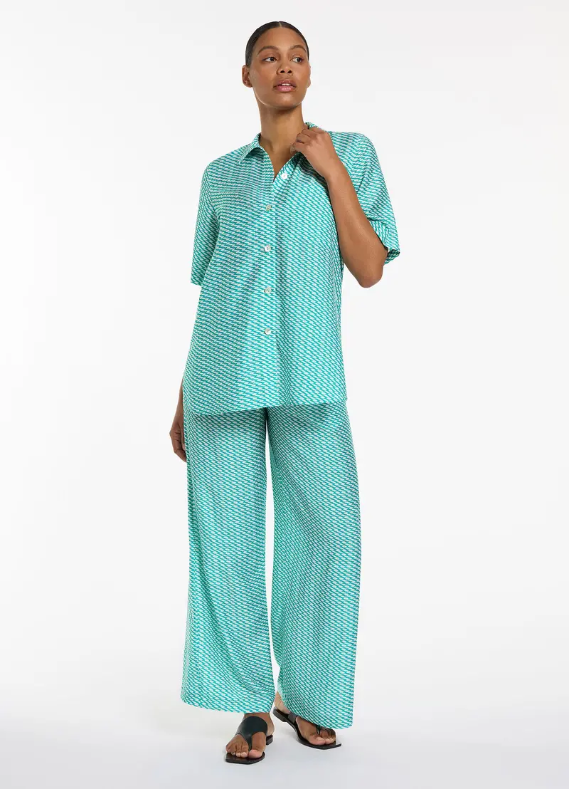 Asceno Mineral Wide-Leg Pant With Fluid Drape 1