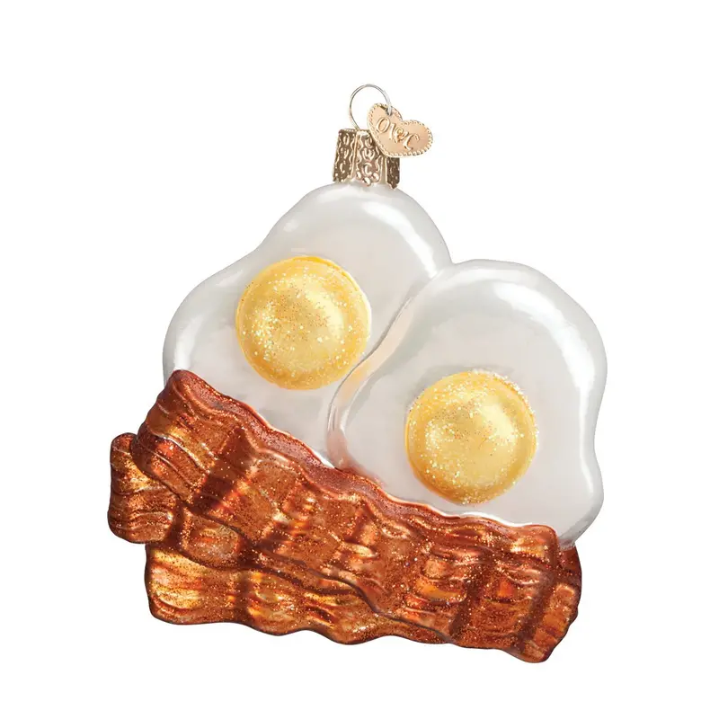 Bacon And Eggs Glass Ornament – Breakfast-Themed Handcrafted Christmas Tree Decoration 1