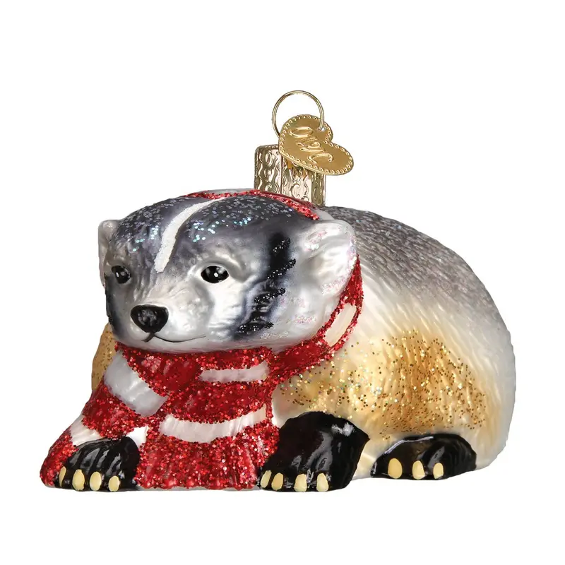 Badger Glass Ornament – Native Wildlife-Inspired Handcrafted Christmas Decor 1