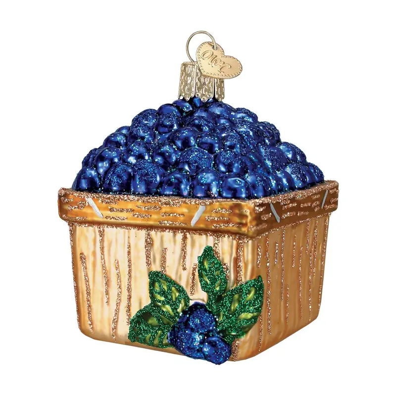 Basket Of Blueberries Glass Ornament – Fresh Fruit-Themed Holiday Tree Decor 1