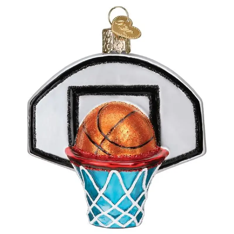 Basketball Hoop Ornament – Dynamic Sport-Inspired Blown Glass Christmas Decor 1