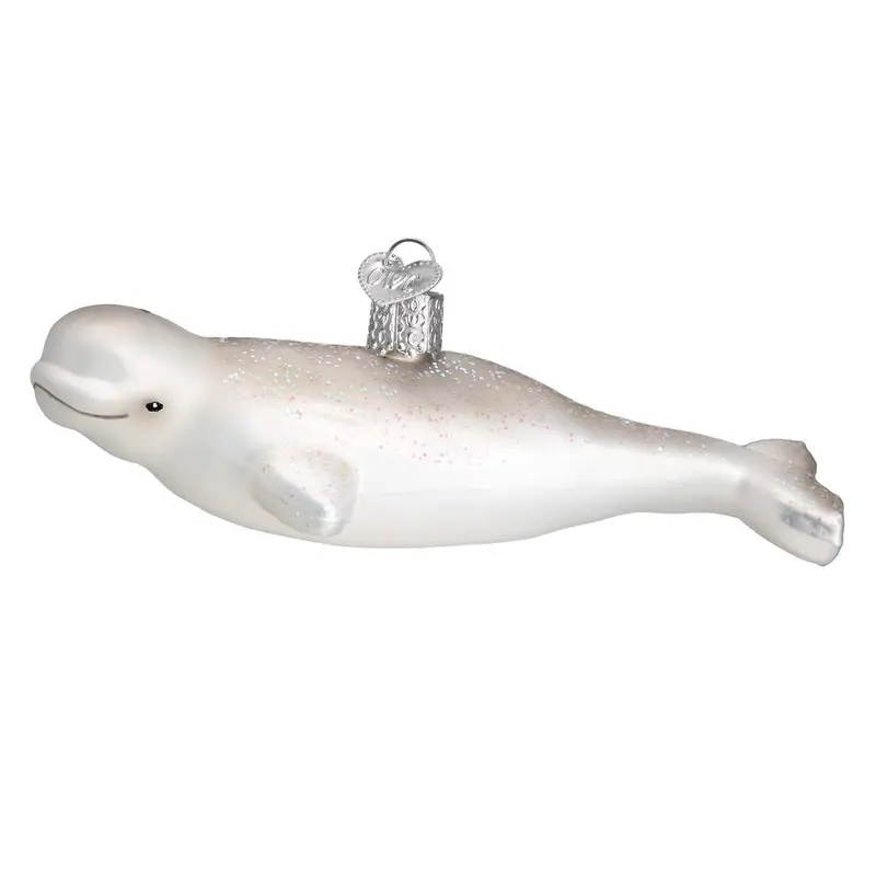 Beluga Whale Hand-Blown Glass Christmas Ornament – Old World Christmas Marine Life Decor (5.5" X 2") 1