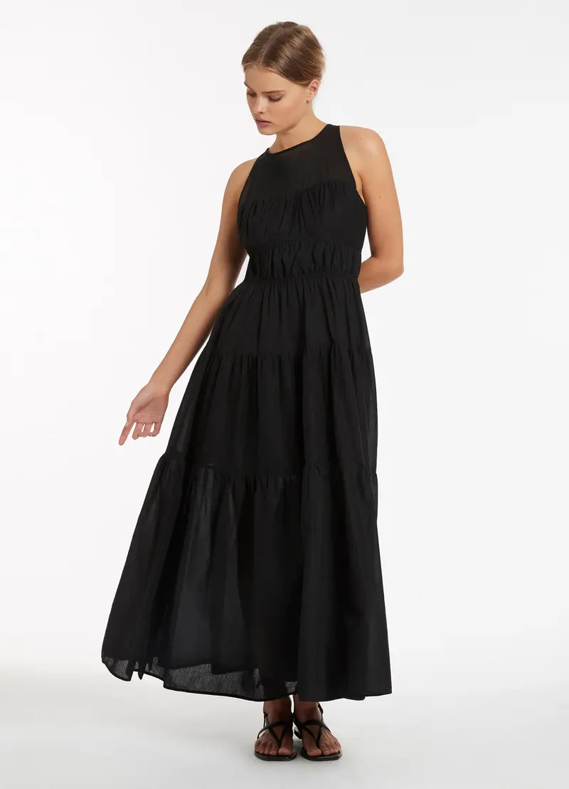 Black Animale Tie-Front Maxi Dress 1