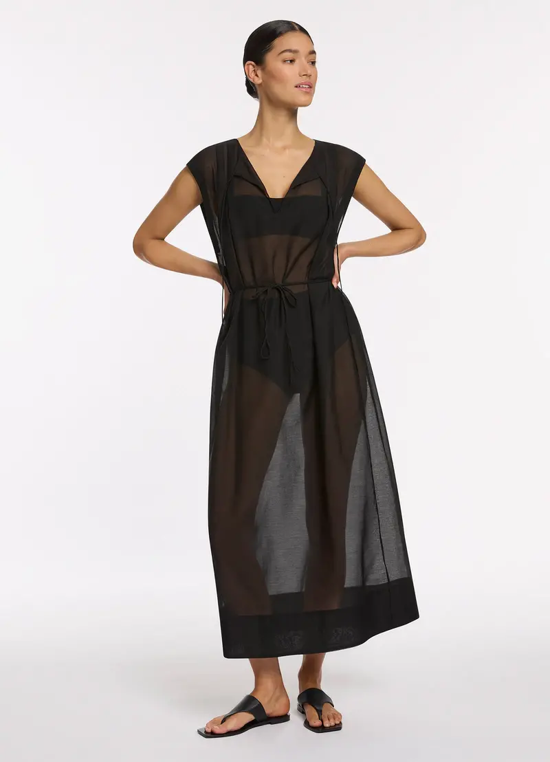 Black Gathered Maxi Cover-Up – Jetset Design 1