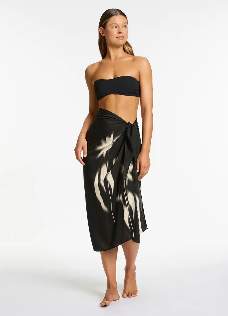 Black Sarong Wrap For Beach Or Resort Wear 1