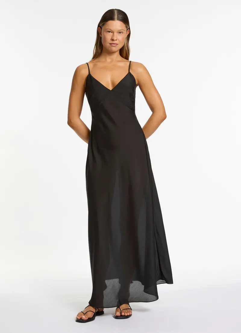 Black Slip-Style Maxi Dress For Effortless Elegance 1
