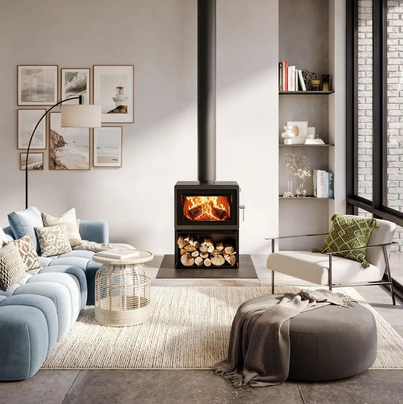 Blaze Z2 Freestanding Wood Stove With Built-In Log Rack 1