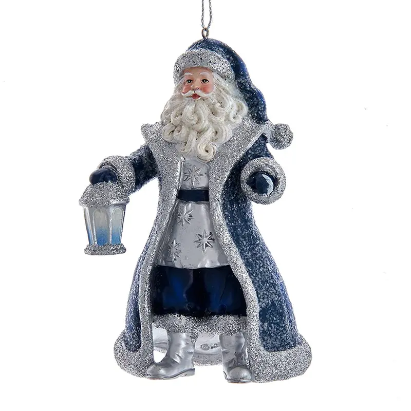 Blue-And-Silver Santa Ornament – Festive Metallic Holiday Decor By Kurt Adler 1
