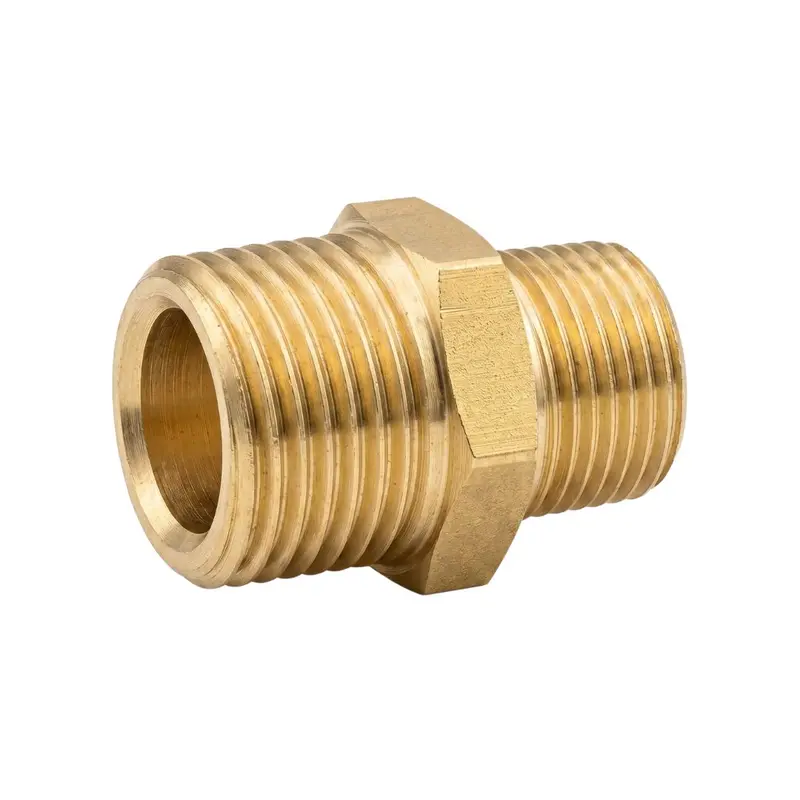 Brass Reducing Nipple: 3/8 Bsp Male To 1/4 Bsp Male 1