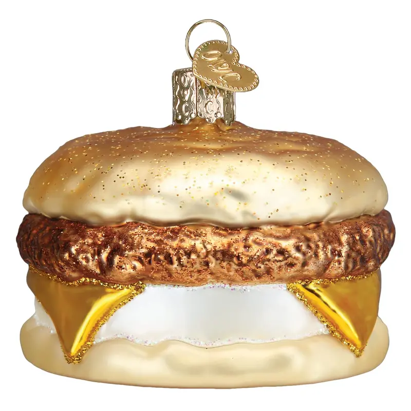 Breakfast Sandwich Glass Ornament – Morning Food Theme For Holiday Decor 1
