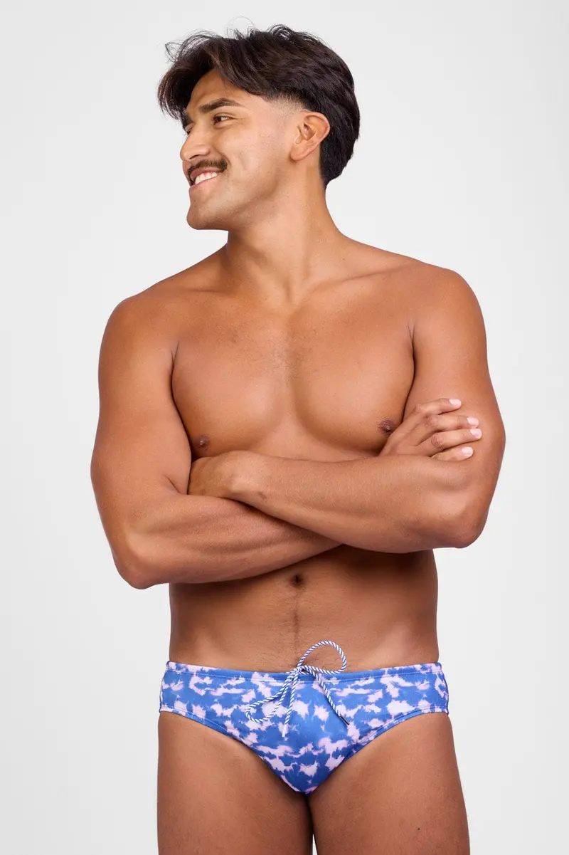 Brolyn Swim Brief In Blue Tides Print 1