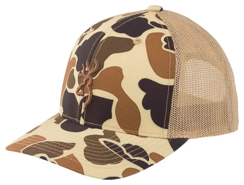 Browning Buckmark Vintage Camo Mesh Cap With Cupped Crown And Pom-Pom 1