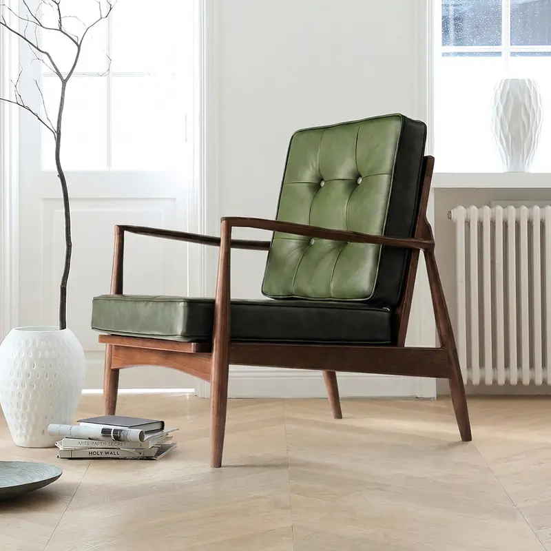 Ch32 Green Solid Wood Armchair 1