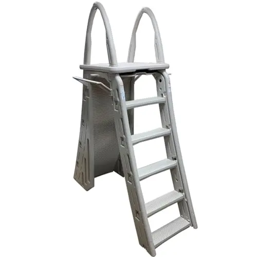 Confer 7200 Above-Ground A-Frame Ladder – Roll-Guard Gate, Fits 48–56" Decks 1