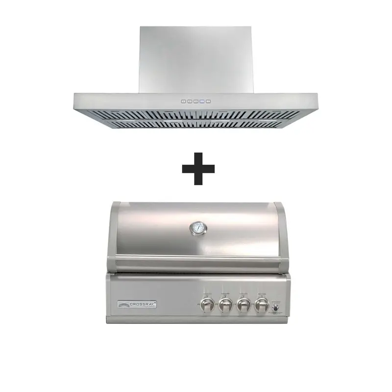 Crossray 4-Burner Built-In Bbq + Technika 120Cm Alfresco Rangehood Combo 1