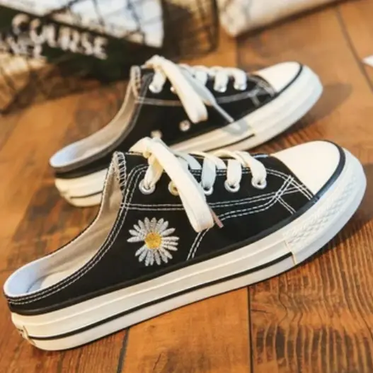 Daisy-Print Canvas Sneakers With Heart-Shaped Hidden Detail 1