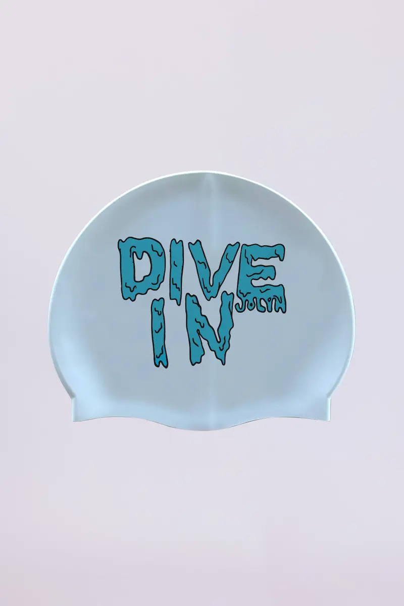 Dive In Graphic Silicone Swim Cap For Aquatic Sports 1
