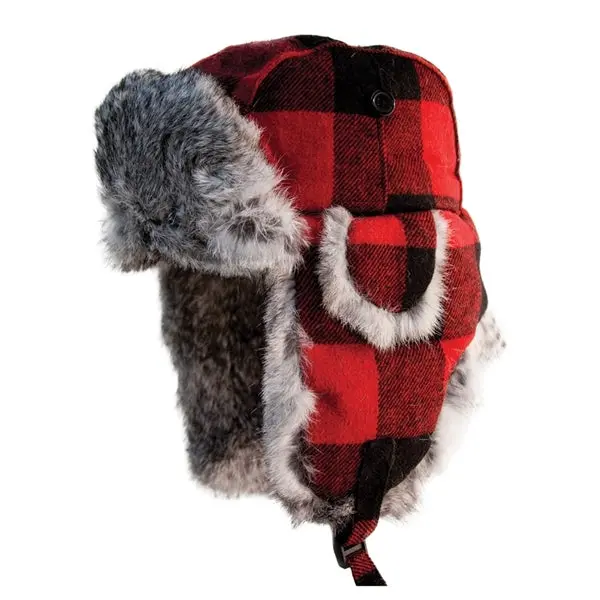Eskimo Buffalo Plaid Alaskan Fur Trapper Hat 1