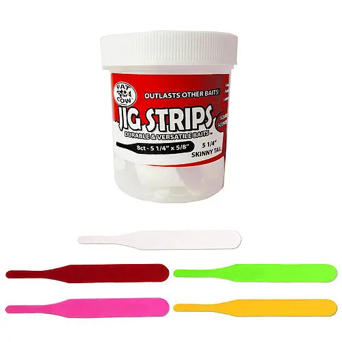 Fat Cow Skinny Tail Jig Strips – 5.25-Inch Squid-Scented Lure Strips (8-Pack) 4