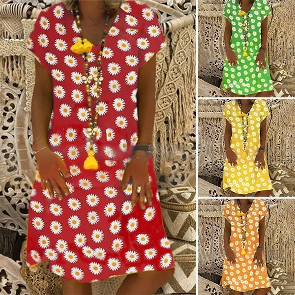 Floral Print V-Neck Dress For Women – Elegant Summer Style 1