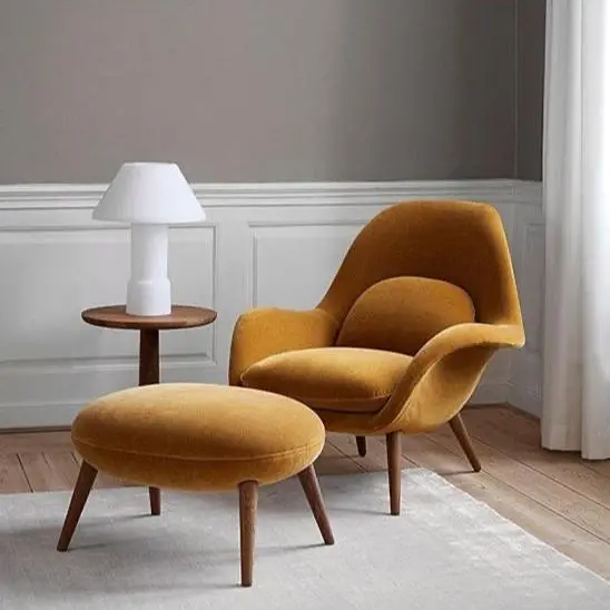 Fredericia Swoon Velvet Armchair With Matching Footstool 1