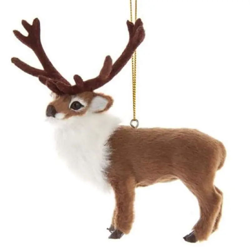 Furry Reindeer Hanging Ornament – Soft-Touch Kurt Adler Holiday Accent 1