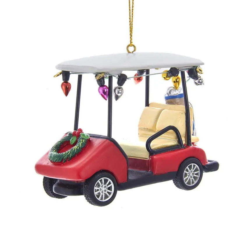 Golf Cart With Wreath Ornament – Kurt S. Adler Sporty Holiday Decor 1