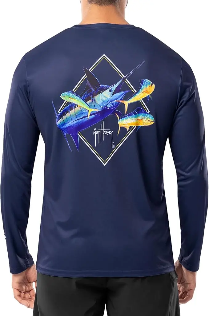 Guy Harvey Diamond Blue Sun Protection Top – Men'S Upf Performance Shirt 1