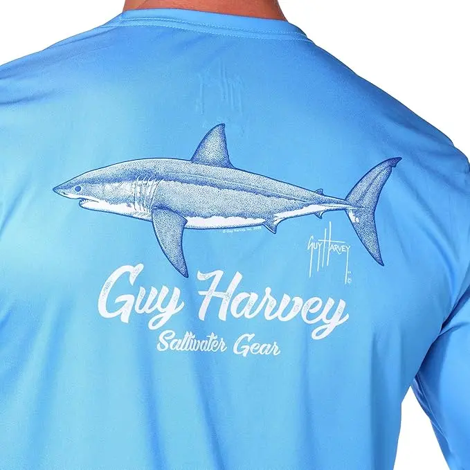 Guy Harvey Tagged Sun Protection Top – Men'S Blue Performance Shirt 1