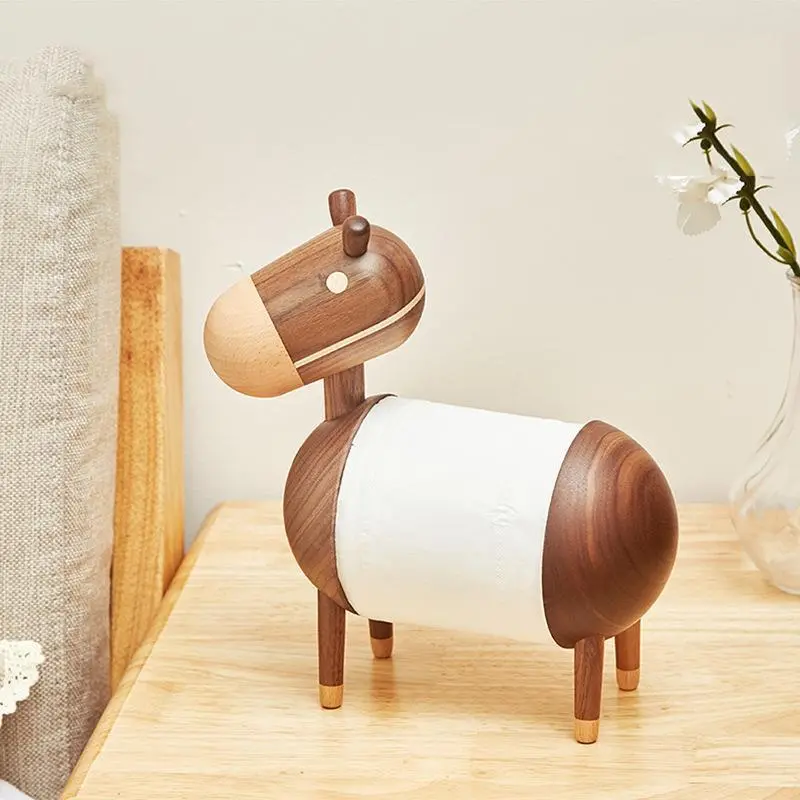 Handcrafted Wooden Donkey Tissue Box Holder – Decorative Organizer 1