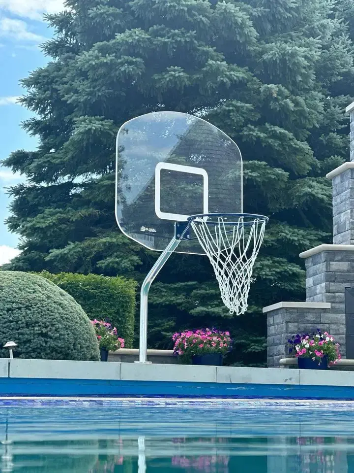 Heavy-Duty In-Ground Pool Basketball Hoop – 12" Offset Mount, Includes Net & Ball 1