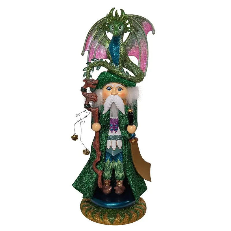 Hollywood Nutcrackers Wizard With Dragon – 18 Inch Fantasy-Themed Decor 1