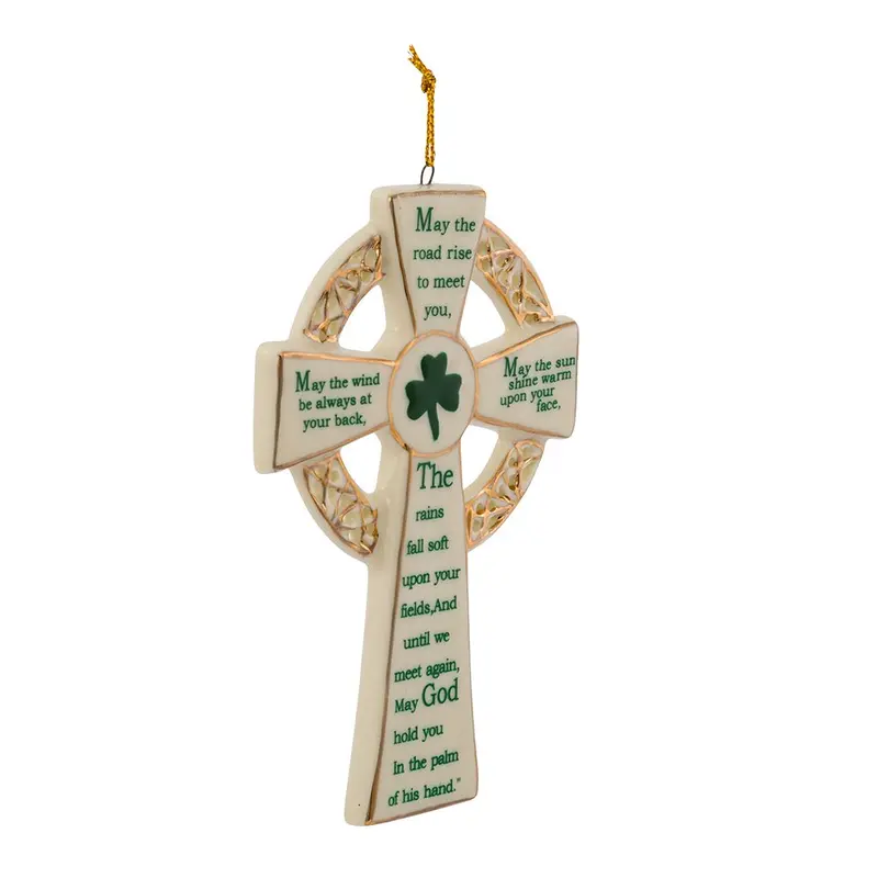 Irish Cross Ornament – 5.12-Inch Porcelain Religious Holiday Decor 1