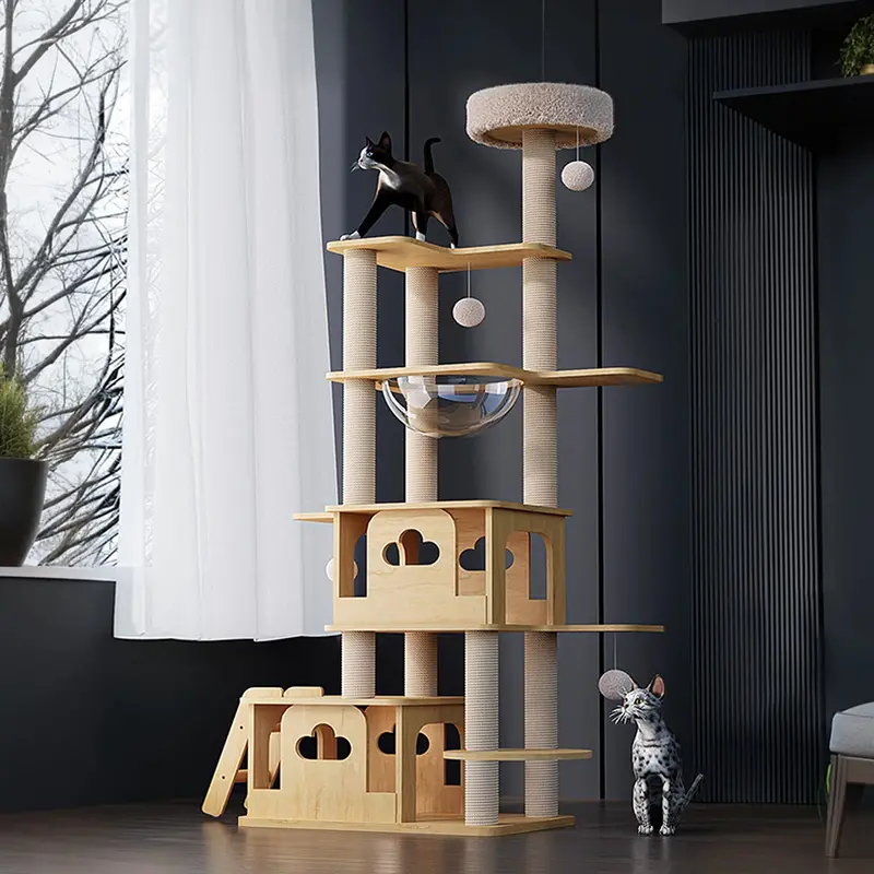 Jago Natural Oak Cat Tree With Climbing Platforms And Scratching Posts 1