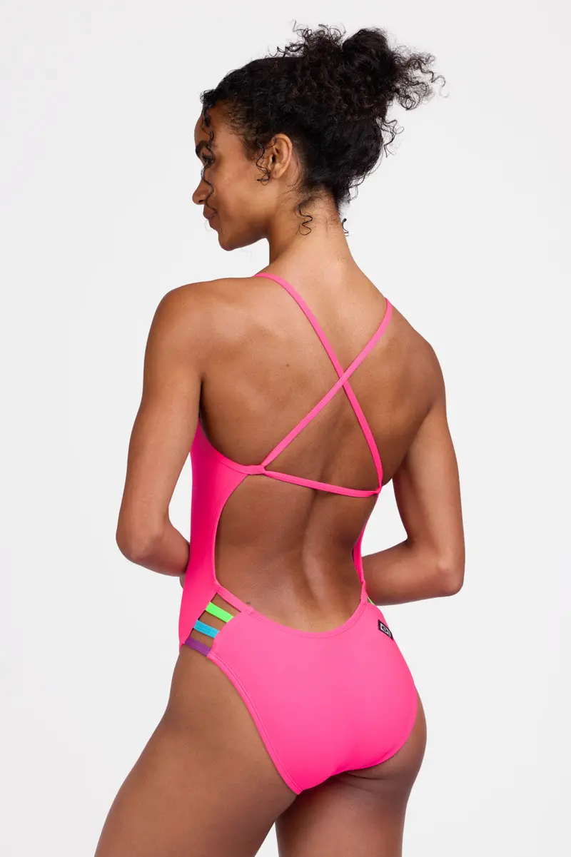 Julian One-Piece Swimsuit In Pink Prism Contrast Design 1