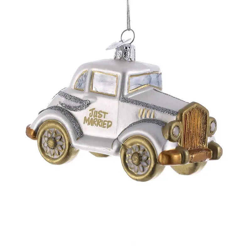 'Just Married' Wedding Car Ornament – Elegant Glass Keepsake By Noble Gems 1