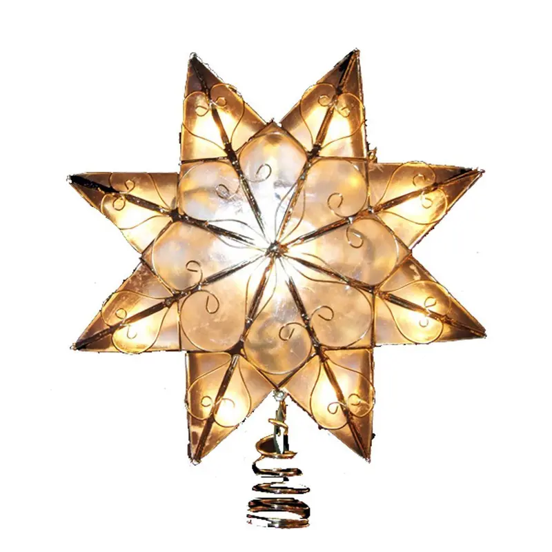 Kurt Adler 8-Point Capiz Star Treetop — 10-Light Indoor Design With Arabesque Detailing 1