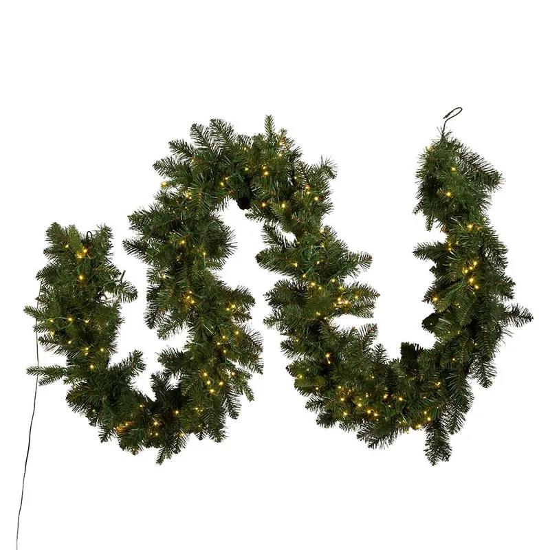 Kurt S. Adler 9-Foot Pre-Lit Noble Fir Garland With Warm White Cluster Leds 1