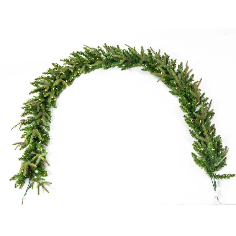 Kurt S. Adler 9-Foot Pre-Lit Warm White Led Grand Fir Garland – Lifelike Branches 1