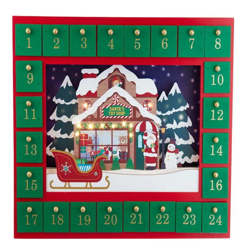 Kurt S. Adler Battery-Powered Santa Toy Shop Advent Calendar – Holiday Countdown Display 1
