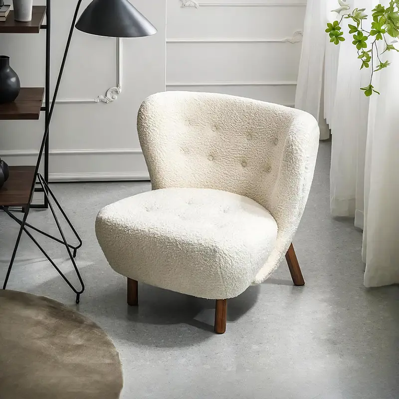 Lilla Petra Lounge Chair – Short-Hair Bouclé Accent Seating With Organic Silhouette 1